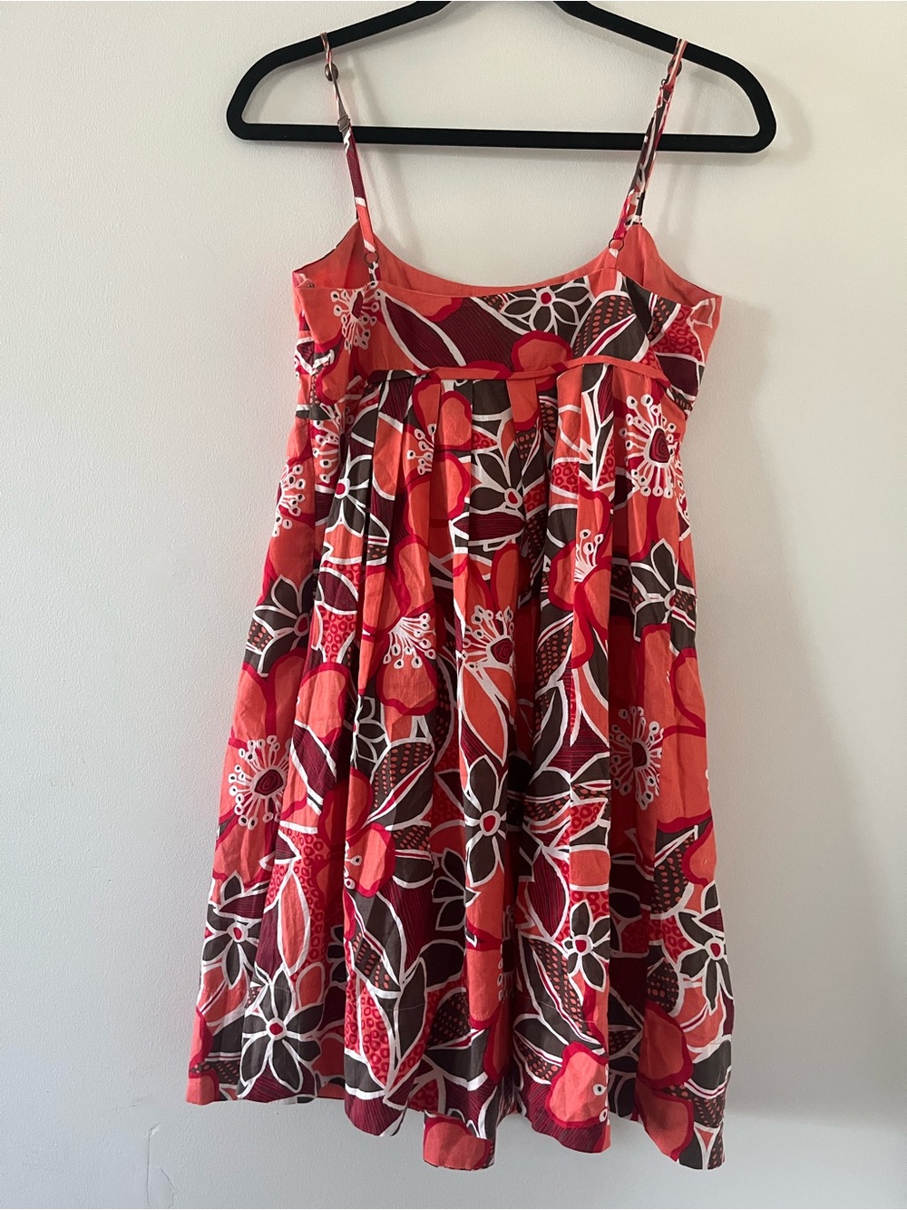 Vintage Y2K Orange Brown Floral Print Mini Sundress 4 Empire Waist Resort Beach - Picture 4 of 7